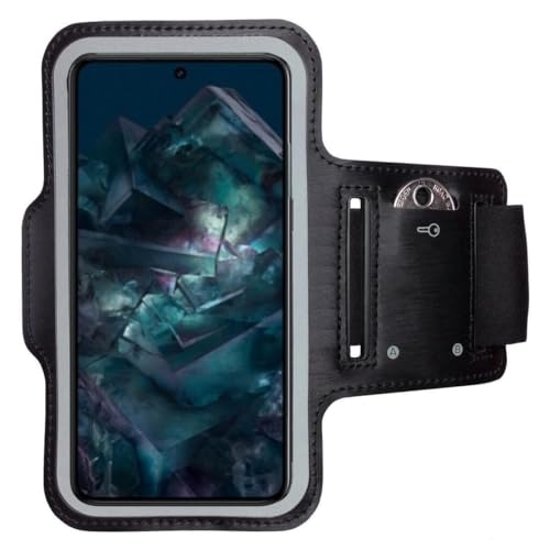 CoverKingz Sportarmband kompatibel mit Google Pixel 8 Pro - Armtasche mit Schlüsselfach Oberarm Halterung - Sport Laufarmband Handy Armband Schwarz von CoverKingz