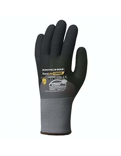 Coverguard Handschuhe aus Polyester + PICOTS für MILIEU SEC T9, Schwarz und Grau, Größe 8 von Coverguard