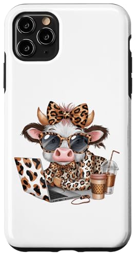 Work from Home Kuh Kaffee Tier Druck Leopard Laptop Damen Hülle für iPhone 11 Pro Max Work from Home Kuh Kaffee Tier Druck Leopard Laptop Damen Hülle für iPhone 11 Pro Max von Cow Tees NYC
