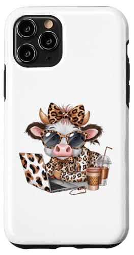 Work from Home Kuh Kaffee Tier Druck Leopard Laptop Damen Hülle für iPhone 11 Pro Work from Home Kuh Kaffee Tier Druck Leopard Laptop Damen Hülle für iPhone 11 Pro von Cow Tees NYC