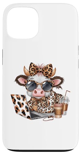 Work from Home Kuh Kaffee Tier Druck Leopard Laptop Damen Hülle für iPhone 13 Work from Home Kuh Kaffee Tier Druck Leopard Laptop Damen Hülle für iPhone 13 von Cow Tees NYC