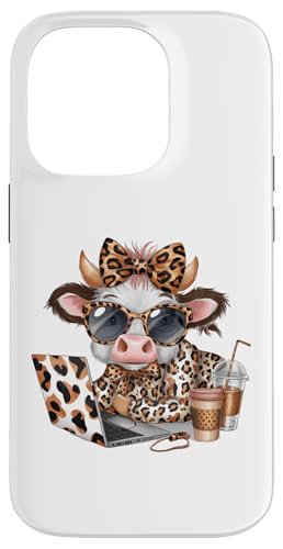 Work from Home Kuh Kaffee Tier Druck Leopard Laptop Damen Hülle für iPhone 14 Pro Work from Home Kuh Kaffee Tier Druck Leopard Laptop Damen Hülle für iPhone 14 Pro von Cow Tees NYC
