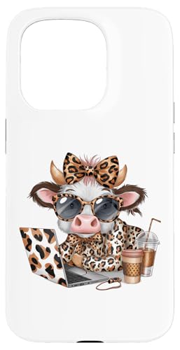 Work from Home Kuh Kaffee Tier Druck Leopard Laptop Damen Hülle für iPhone 15 Pro Work from Home Kuh Kaffee Tier Druck Leopard Laptop Damen Hülle für iPhone 15 Pro von Cow Tees NYC