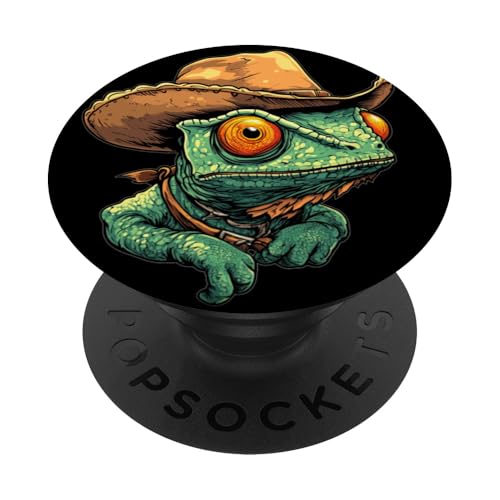 Awesome Rodeo Chamäleon mit Cowboyhut für Eidechsenliebhaber PopSockets Klebender PopGrip Awesome Rodeo Chamäleon mit Cowboyhut für Eidechsenliebhaber PopSockets Klebender PopGrip von Cowboy Chameleon