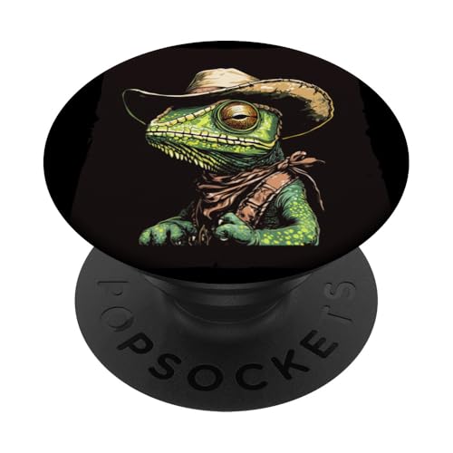 Chamäleon Outlaw mit coolem Hut für Rodeo und Eidechsen Fans PopSockets Klebender PopGrip Chamäleon Outlaw mit coolem Hut für Rodeo und Eidechsen Fans PopSockets Klebender PopGrip von Cowboy Chameleon