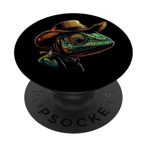 Cowboyhut trifft auf buntes Reptilienkostüm für Jungen und Mädchen PopSockets Klebender PopGrip Cowboyhut trifft auf buntes Reptilienkostüm für Jungen und Mädchen PopSockets Klebender PopGrip von Cowboy Chameleon