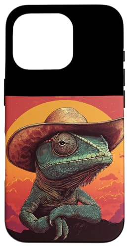 Fertig zum Lasso mit diesem Cowboy-Echsen- und Sonnenuntergang-Outfit Hülle für iPhone 16 Pro Fertig zum Lasso mit diesem Cowboy-Echsen- und Sonnenuntergang-Outfit Hülle für iPhone 16 Pro von Cowboy Chameleon