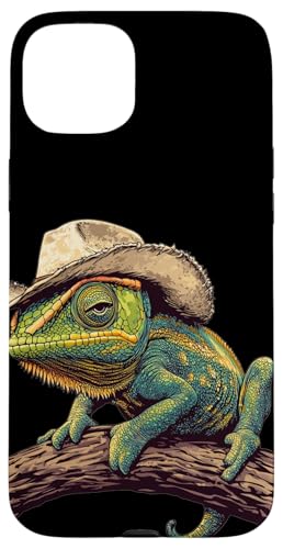 Hübsches Chamäleon mit Sporen und Stil Kostüm Hülle für iPhone 15 Plus Hübsches Chamäleon mit Sporen und Stil Kostüm Hülle für iPhone 15 Plus von Cowboy Chameleon