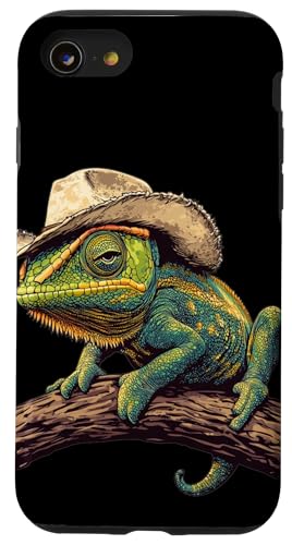 Hübsches Chamäleon mit Sporen und Stil Kostüm Hülle für iPhone SE (2020) / 7 / 8 von Cowboy Chameleon