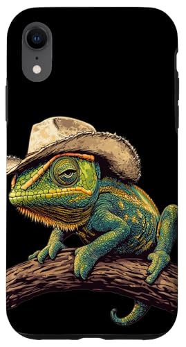 Hübsches Chamäleon mit Sporen und Stil Kostüm Hülle für iPhone XR Hübsches Chamäleon mit Sporen und Stil Kostüm Hülle für iPhone XR von Cowboy Chameleon