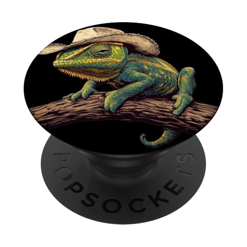 Hübsches Chamäleon mit Sporen und Stil Kostüm PopSockets Klebender PopGrip Hübsches Chamäleon mit Sporen und Stil Kostüm PopSockets Klebender PopGrip von Cowboy Chameleon