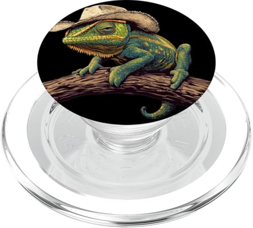 Hübsches Chamäleon mit Sporen und Stil Kostüm PopSockets PopGrip für MagSafe Hübsches Chamäleon mit Sporen und Stil Kostüm PopSockets PopGrip für MagSafe von Cowboy Chameleon