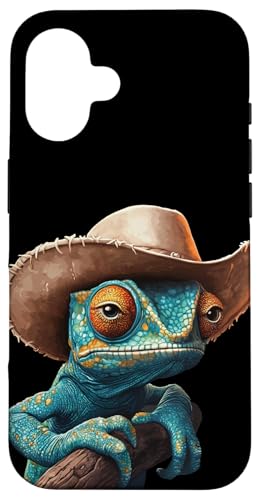 Junges Chamäleon-Reptil mit lustigem Cowboyhut Kostüm Hülle für iPhone 16 Junges Chamäleon-Reptil mit lustigem Cowboyhut Kostüm Hülle für iPhone 16 von Cowboy Chameleon
