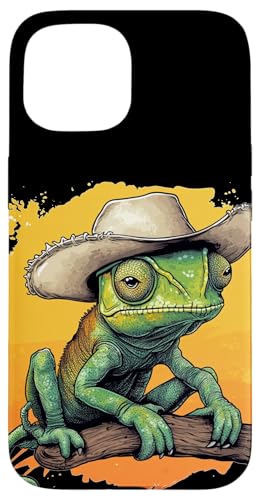 Lustiges, lebendiges Cowboy-Chamäleon auf Patrol Hülle für iPhone 15 von Cowboy Chameleon