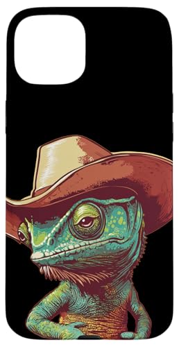Niedliches Chamäleon-Gesicht mit Cowboyhut für Ranch-Liebhaber Hülle für iPhone 15 Plus Niedliches Chamäleon-Gesicht mit Cowboyhut für Ranch-Liebhaber Hülle für iPhone 15 Plus von Cowboy Chameleon