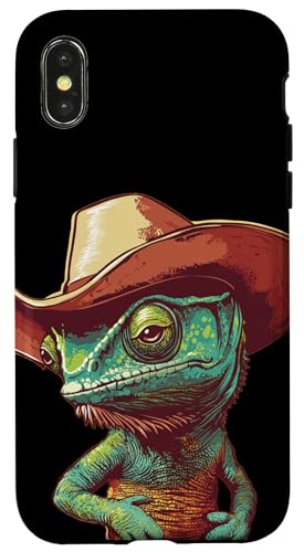 Niedliches Chamäleon-Gesicht mit Cowboyhut für Ranch-Liebhaber Hülle für iPhone X/XS Niedliches Chamäleon-Gesicht mit Cowboyhut für Ranch-Liebhaber Hülle für iPhone X/XS von Cowboy Chameleon