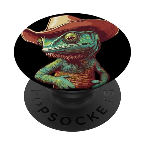 Niedliches Chamäleon-Gesicht mit Cowboyhut für Ranch-Liebhaber PopSockets Klebender PopGrip Niedliches Chamäleon-Gesicht mit Cowboyhut für Ranch-Liebhaber PopSockets Klebender PopGrip von Cowboy Chameleon