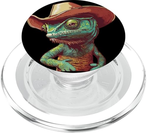 Niedliches Chamäleon-Gesicht mit Cowboyhut für Ranch-Liebhaber PopSockets PopGrip für MagSafe Niedliches Chamäleon-Gesicht mit Cowboyhut für Ranch-Liebhaber PopSockets PopGrip für MagSafe von Cowboy Chameleon