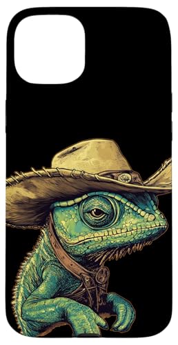 Western Trails mit lustigem Chamäleon-Outfit Hülle für iPhone 15 Plus Western Trails mit lustigem Chamäleon-Outfit Hülle für iPhone 15 Plus von Cowboy Chameleon