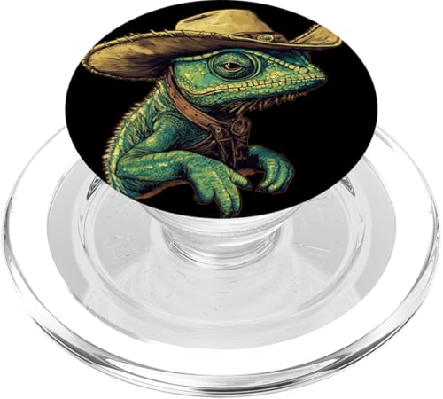 Western Trails mit lustigem Chamäleon-Outfit PopSockets PopGrip für MagSafe Western Trails mit lustigem Chamäleon-Outfit PopSockets PopGrip für MagSafe von Cowboy Chameleon