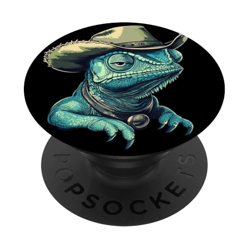 Wüstenkönig Chamäleon im vollen Rodeo-Modus Kostüm PopSockets Klebender PopGrip Wüstenkönig Chamäleon im vollen Rodeo-Modus Kostüm PopSockets Klebender PopGrip von Cowboy Chameleon