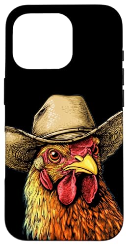 Cooles Hühnergesicht mit Cowboyhut für Jungen und Mädchen Hülle für iPhone 16 Pro von Cowboy Chicken