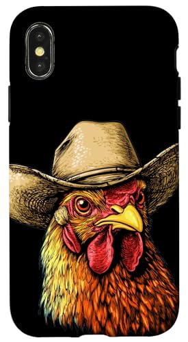 Cooles Hühnergesicht mit Cowboyhut für Jungen und Mädchen Hülle für iPhone X/XS von Cowboy Chicken
