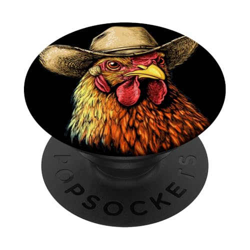 Cooles Hühnergesicht mit Cowboyhut für Jungen und Mädchen PopSockets Klebender PopGrip Cooles Hühnergesicht mit Cowboyhut für Jungen und Mädchen PopSockets Klebender PopGrip von Cowboy Chicken
