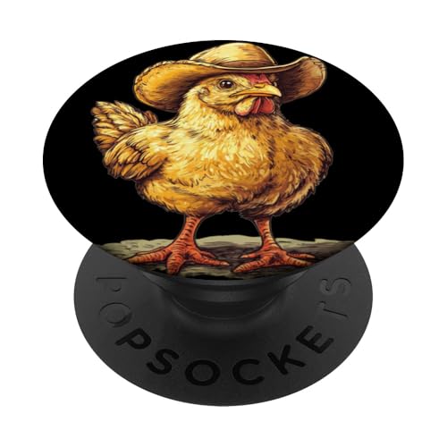 Ranch Huhn Kostüm mit coolem Cowboyhut PopSockets Klebender PopGrip Ranch Huhn Kostüm mit coolem Cowboyhut PopSockets Klebender PopGrip von Cowboy Chicken