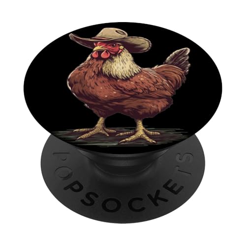 Schönes Huhn mit Hut für Rodeo- und Ranch-Liebhaber PopSockets Klebender PopGrip Schönes Huhn mit Hut für Rodeo- und Ranch-Liebhaber PopSockets Klebender PopGrip von Cowboy Chicken