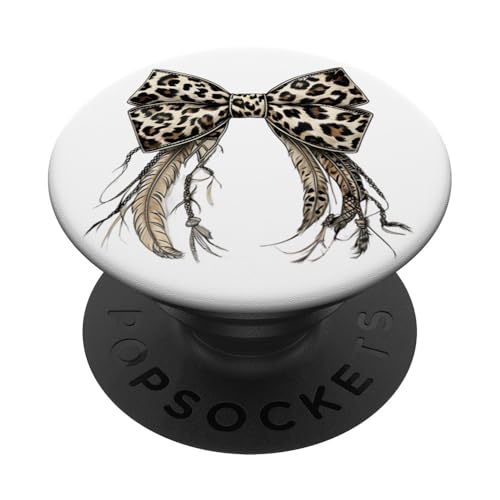 Cowboy Kokette Schleife Leopard Druck Federn Südwesten PopSockets Klebender PopGrip Cowboy Kokette Schleife Leopard Druck Federn Südwesten PopSockets Klebender PopGrip von Cowgirl Tees Texas