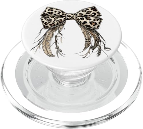 Cowboy Kokette Schleife Leopard Druck Federn Südwesten PopSockets PopGrip für MagSafe Cowboy Kokette Schleife Leopard Druck Federn Südwesten PopSockets PopGrip für MagSafe von Cowgirl Tees Texas