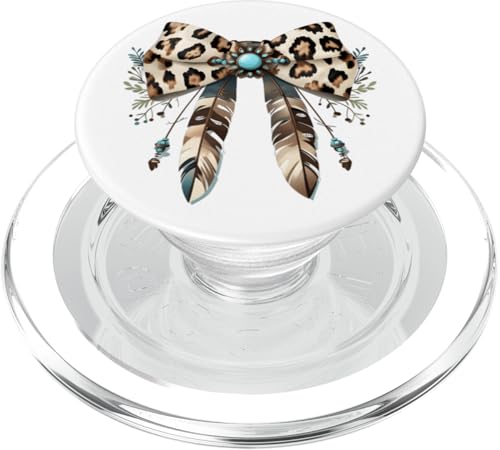Cowboy Kokette Schleife Leopard Print Feder Südwesten Frauen PopSockets PopGrip für MagSafe Cowboy Kokette Schleife Leopard Print Feder Südwesten Frauen PopSockets PopGrip für MagSafe von Cowgirl Tees Texas