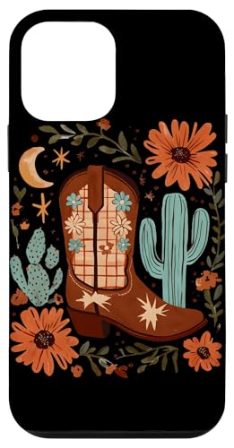 Cowboystiefel Boho Floral Kaktus Texas Mond Cowgirl Weestern Hülle für iPhone 12 mini von Cowgirl Tees Texas