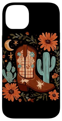 Cowboystiefel Boho Floral Kaktus Texas Mond Cowgirl Weestern Hülle für iPhone 14 Plus von Cowgirl Tees Texas