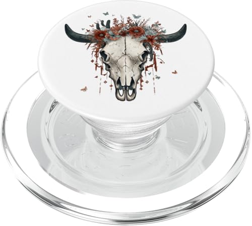 Cowbull Cowboy aus Western-Texas im Boho-Stil mit Totenkopf PopSockets PopGrip für MagSafe von Cowgirl Tees Texas