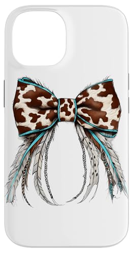 Cowgirl Kokette Schleife Braun Kuh Druck Blau Feder Damen Hülle für iPhone 14 Cowgirl Kokette Schleife Braun Kuh Druck Blau Feder Damen Hülle für iPhone 14 von Cowgirl Tees Texas