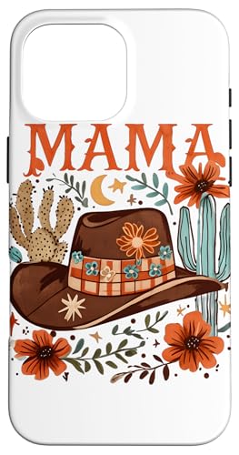 Cowgirl Mama Cowboyhut Kaktus Boho Retro Floral Mama Cowboy Hülle für iPhone 16 Pro Max von Cowgirl Tees Texas