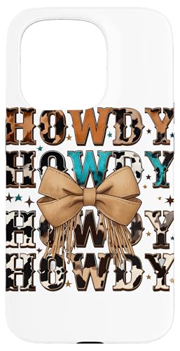 Howdy Coquette Bow Mama Cowgirl Cowboy mit Westernkuhmuster Hülle für iPhone 15 Pro von Cowgirl Tees Texas