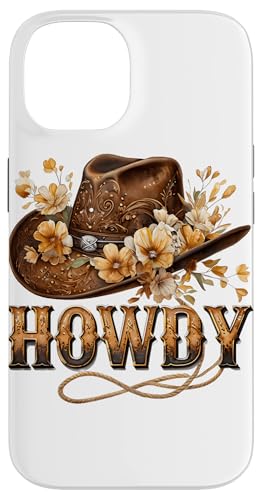 Howdy Cowgirl Hut Floral Boho Western Braun Cowboy Damen Hülle für iPhone 14 von Cowgirl Tees Texas