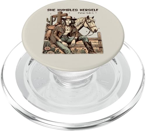 Retro-Western-Cowgirl Christian Horse Sie demütigt sich PopSockets PopGrip für MagSafe Retro-Western-Cowgirl Christian Horse Sie demütigt sich PopSockets PopGrip für MagSafe von Cowgirl Tees Texas