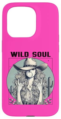 Retro Western Cowgirl Wild Soul Bubblegum Rock freche Frauen Hülle für iPhone 15 Pro von Cowgirl Tees Texas
