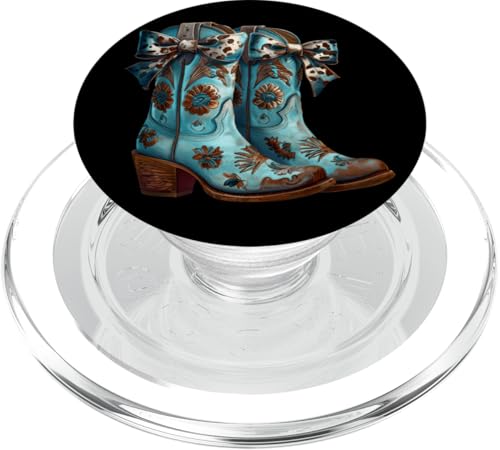 Vintage Cowboystiefel Blau Braun Cowgirl Western Southern PopSockets PopGrip für MagSafe Vintage Cowboystiefel Blau Braun Cowgirl Western Southern PopSockets PopGrip für MagSafe von Cowgirl Tees Texas