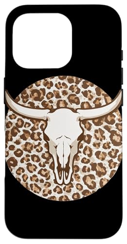 Western Cow Skull Steer Bison, Büffelstier, gehörnter Leopard Hülle für iPhone 16 Pro von Cowgirl Tees Texas