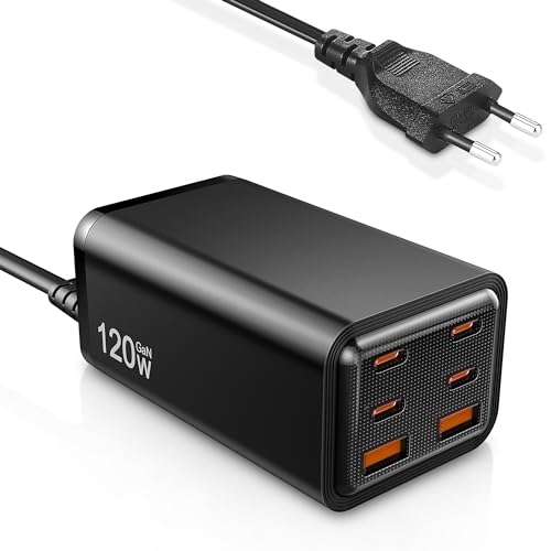 USB C Ladegerät,120W USB C Netzteil,6-Port USB Ladegerät Mehrfach Schnellladegerät,GaN Charger Kompatibel mit Handys,iPad Pro/Air,iPhone 15 Pro Max/14 Pro Max/14/13/12/11,Samsung Galaxy S23 Ultra/S22 von CoxieSuift