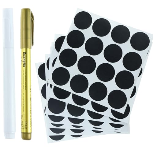 Schwarz Etiketten Gewürzetiketten Selbstklebend Aufkleber Zum Beschriften, Etiketten Selbstklebend Rund (4cm ø) 112stk, Tafel Aufkleber Schwarz von Cozevdnt
