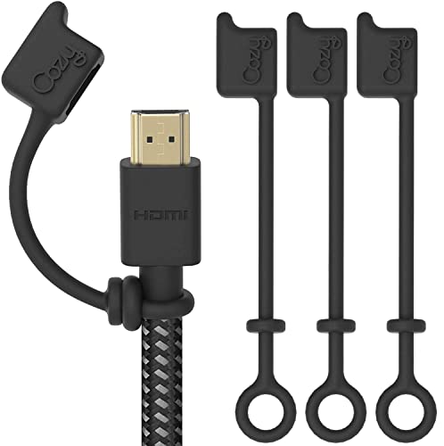 Cozy 4er-Pack HDMI-Kappen für HDMI-Kabel/Kabel/Haltegurt – bietet Staub- und Oxidationsschutz, Projektionsadapterabdeckung, schützt während der Reise, tragbar, entworfen (schwarz) von Cozy