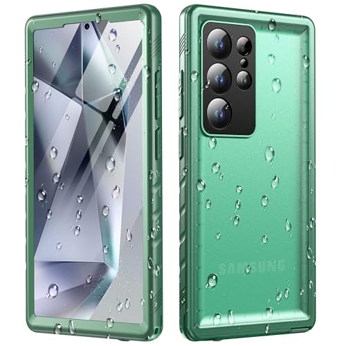 Cozycase Grün Panzer Hülle für Samsung Galaxy S24 Ultra Waterproof Militär Rundum Komplett Voll 360 Schutz Vorne und Hinten S 24 Ultra Rugged Armor Case Unterwasser Tauchen Protective Stoßfeste Bumper von Cozycase