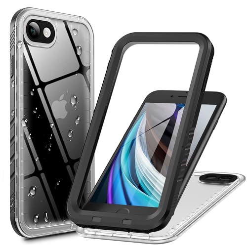 Cozycase IP68 wasserdichte Military Soßfeste Hülle für iPhone SE 2022 2020 8 7 Clear 360 Grad Komplettschutz Panzerhülle Outdoor Waterproof Full Case Staubschutz 2 3 Baustellen Wasserfest Handyhülle von Cozycase