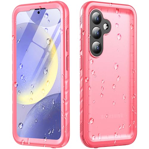 Cozycase Rosa Damen Hülle für Samsung Galaxy S24 Wasserdicht Shockproof Staubdicht Wasserhülle Outdoorhülle Panzerhülle Arbeitshülle mit Band S 24 Full Body 360 Case mit integriertem displayschutz von Cozycase